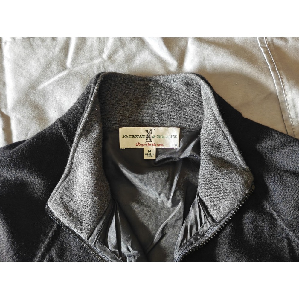 Fairway Greene Sweater Black Mens M Wool cashmere 1/4‎ Zip Golf Pullover 90s Vtg
